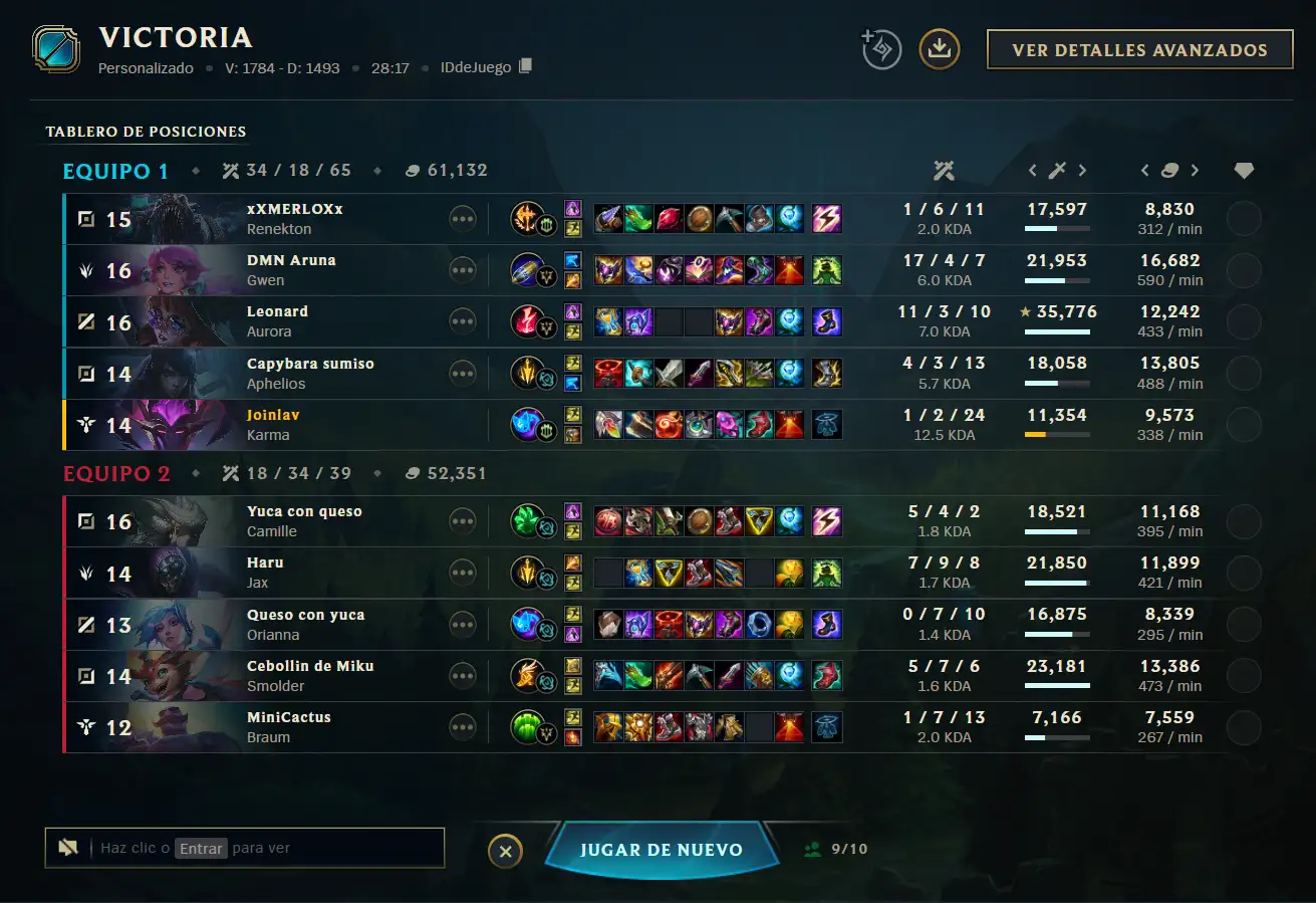 Captura del partido