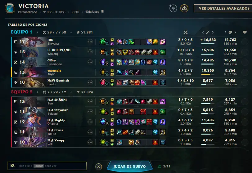 Captura del partido